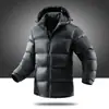26888 Jaqueta de Penas Outono Inverno Nova com Capuz Leve Jaqueta de Penas Estilo Casal Quente Solta Fashionável Casual Roupa Exterior