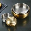 Tigela de Aço Inoxidável 304 de Camada Dupla Tigela de Arroz Coreana Mais Tigela de Sopa Anti-Queda Tigela Palaciana Espessada Grande Capacidade Tigela de Macarrão