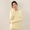 Blusa de tricô feminina ready-to-wear, gola redonda, cor sólida, sem costura, macia e confortável, slim fit, manga longa, segunda pele básica