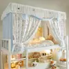 Xiangling Frescor Premium e Juvenil Floral Renda Dupla Veludo Dormitório Estudantil Cortina de Cama Estampada Mosquiteiro