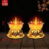 Lâmpada de Vela de Lótus LED Ecológica de Economia de Energia para Casa Salão Budista Oferenda Adoração a Buda Lâmpada Eterna Plug-in Bateria Uso Duplo