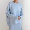 Suéter de punto grueso de cuello redondo, suelto y versátil para mujer, estilo ruso y europeo/americano, para usar como prenda exterior en otoño e invierno