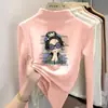 Top casual de manga larga De Rong con cuello semi-alto para niños, capa interior cálida para niñas y bebés, ropa de otoño e invierno