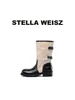 Botas vaqueras western de patchwork de piel de vaca súper suaves para mujer, nuevo estilo otoño e invierno 2026, botas con plataforma de suela gruesa, botas de montar de tacón grueso de caña alta