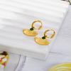 Pendientes colgantes de abanico de circonita verde redonda vintage de verano nuevos de estilo europeo y americano, pendientes de acero inoxidable de oro de 18 quilates para mujer