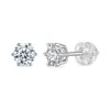 Fábrica Directa de Joyería Personalizada Pendientes de Plata S925 con Moissanita Engaste de Seis Garras, Lujo Ligero, Pendientes de Botón Versátiles Simples para el Día a Día