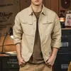 Jaqueta de trabalho retrô estilo americano para homens, leve, nova coleção 2026, camisa cáqui com gola alta, respirável e adequada para uso business casual, para vendas transfronteiriças