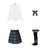 LuoxueOriginal Saia Plissada Azul Bordada Uniforme JK Cintura Alta Emagrecedora Estilo Academia Meia Saia Plissada Saia Evasê
