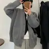Suéter Versátil de Cor Sólida Estilo College Coreano Feminino Roupa Externa Primavera e Outono Novo Solto Aparência Emagrecedora Pequeno Fresco Cardigã de Tricô