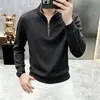 Sudadera con media cremallera cepillada estilo europeo transfronteriza para hombre 2026 Otoño/Invierno Nueva moda casual capa base sudadera de manga larga para hombre