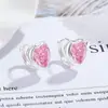 Aretes de moissanita simulación de transmisión en vivo para mujer estilo Ins amor plata de ley S925 circonita seis garras aretes de moissanita aretes