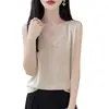 Colete de Tricô com Decote V em Linho Tencel para Mulheres, Cor Sólida, Sem Mangas, Peça Interna, Nova Coleção Primavera/Verão 2026