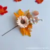 Arreglos Otoñales Estilo Ins Transfronterizo de Hoja de Arce y Girasol, Adornos de Decoración de Halloween de Gratitud por la Cosecha en Casa Manojo