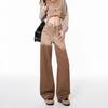 Pantalones vaqueros de pierna ancha con degradado retro de estilo americano para mujer, pantalones rectos de cintura alta con borde recto para chica gordita de otoño de talla grande