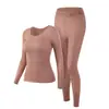 Capa base de belleza ultrafina Ropa interior térmica para mujer Ropa de otoño Conjunto de pantalones de otoño Capa base invisible sin costuras que genera calor Invierno