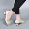Zapatos de salón poco profundos de punta fina para mujer, nuevos zapatos de otoño 2026 para mujer, zapatos pequeños de cuero con tacón grueso, zapatos de madre de suela blanda y tacón bajo de otoño para mujer