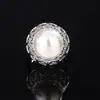 Nuevo Anillo Huabi Joyería 2024 Base de Cobre Chapado en Oro Perla Diamante Retro para Mujer 14mm