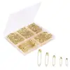 Caja de 5 compartimentos transfronteriza que contiene 300 imperdibles coloridos, imperdibles de metal plateado y negro, accesorios para broches DIY