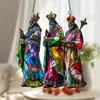 Guerrero Ángel Tres Sacerdotes y Flor de Pájaro Wu Vidrieras Atrapador de Luz Solar-Ventana Caprichosa