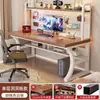 Escritorio de Madera Maciza y Estantería Mesa Integrada para Dormitorio, Uso Doméstico, Escritorio de Estudio para Estudiantes, Escritorio de Oficina Simple con Tablero Perforado, Escritorio para Computadora