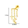 Henson Nuevo F136/G26 Aleación de Titanio Incrustado Circonio Gota de Agua Estrella Fondo Plano Rosca Interna Labio Stud Piercing Pendiente