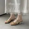 Estilo de Hada Hermoso~ Sandalias Cuadradas Abiertas con Lazo Floral Impresionante Verano 2026 Zapatos Elegantes para Mujer sin Cierre