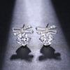 Elle Mosha Fashion - Nuevos pendientes de plata de ley 925 de estilo coreano con lazo distintivo, pendientes de circonitas brillantes para mujer