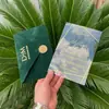 Convite de Casamento Transparente em Acrílico com Padrão Personalizado Estampado a Quente, com Envelope de Veludo e Selo de Cera