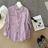 Milkshake de Taro / Moda Retrô Estilo Hong Kong Veludo Cotelê Elegante Manga Longa Solta Para Sobrepor Casual Cor Lisa Clareamento da Pele Jaqueta Camisa