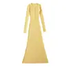 Vestido de punto de manga larga con botones y cuello redondo, moda de primavera versátil de corte ceñido línea A color liso base vestido largo para mujer