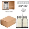 Botellas de Condimentos Blanco y Negro Transfronterizas, Juego de 2 con Soporte de Hierro, Botellas de Condimentos para Barbacoa, Botellas de Vidrio para Especias con Agujeros