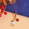 Gato de la Suerte Aleación Trenzado Correa para Teléfono Fortuna Suerte Gota de Aceite Llavero Colgante de Bolso Accesorio para Colgar Bolsa de Auriculares