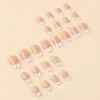 Usando 24 peças de tabletes de manicure francesa com borda branca brilhante de estrela para unhas femininas, tabletes de unhas postiças com glitter, atacado de alta qualidade, transfronteiriço