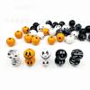 Contas de Madeira de Halloween de 20mm Contas de Madeira Impressas Ghostface Contas de Madeira Teia de Aranha Contas Redondas Decorativas Acessórios para Joias Artesanais DIY