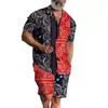 Europeu e Americano Transfronteiriço Havaí Novo Terno Masculino Amazon Manga Curta Cor Sólida Praia Masculino Conjunto de Duas Peças Camisa
