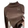 Camiseta de Manga Larga de Felpa para Niñas, Capa Base para Otoño e Invierno, Tallas Mediana a Grande para Niños, Cuello Alto, Cálida, Top con Adorno de Volantes