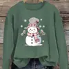Moletom com Capuz Feminino Oversized Estampa de Boneco de Neve de Natal -