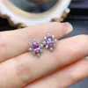Venta al por mayor de fábrica Populares Pendientes de Zafiro Rosa Natural Plata S925 Incrustado Piedra Principal 3*5 Joyería de Lujo Venta Directa de Fábrica