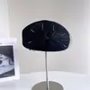 Malla de Lino y Seda Boina Elegante para Mujer Invierno Lujo Accesible Lana Australiana Boina de Pintor Sombrero Elegante de Aeromoza