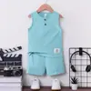 Suministrado Directamente por el Fabricante, Ropa Infantil Transfronteriza Azul Claro, Conjunto de Dos Piezas de Camiseta de Manga Corta y Pantalones Cortos, Sudadera con Capucha, Pedido Pequeño