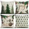 Fronha de almofada de Natal xadrez estilo americano, capa de almofada quadrada xadrez de flanela curta com floco de neve, capa de almofada para quarto