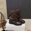 Botas de Vaquero Occidentales Retro con Hebilla de Cinturón, Colección Otoño 2026 Nueva, Tacón Grueso, Botas Altas hasta la Rodilla, Botas de Monta para Mujer de Media Pantorrilla