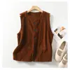 Imágenes reales del nuevo chaleco de pana vintage, top sin mangas, chaleco artístico de pana 100% algodón para mujer, chaleco de nuevo estilo