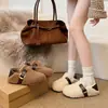 Zapatos de felpa de dos vías Birkenstock para mujer 2026 Otoño/Invierno Nuevos Zapatos Peludos Sin Cordones Persona Perezosa Más Terciopelo Cálidos Zapatos de Algodón