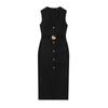 Elegante Vestido Colete Decote V Abotoamento Simples para Mulheres, Novo Estilo Verão 2025, A-Line Acinturado Emagrecedor Retrô com Cinto Vestido Longo