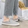 Sapatos Casuais Masculinos Slip-On da Moda de Verão Loafers Casuais Estilo Coreano Sapatos Respiráveis de Lona de Linho