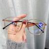 Gafas Anti-Luz Azul para Hombre, Lente Plana Protección Ocular para Computadora y Teléfono Móvil, Marco Redondo Anti-UV Gafas para Miopía 8609