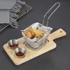Novo Rack de Madeira para Batatas Fritas, Recipiente Criativo Estilo Americano para Frango Frito, Conjunto de Pratos Estilo Ocidental em Madeira de Acácia