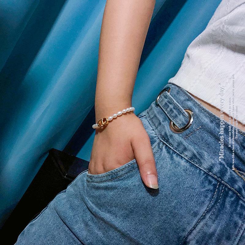 高级感简约天然淡水珍珠手链小众轻奢14k注金编织