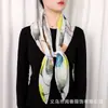 Nuevo Pañuelo de Seda Estampado de Hoja de Ginkgo 90cm Tejido de Gasa de Bali con Tacto de Algodón Bufanda Cuadrada Protección Solar para Primavera, Verano y Otoño Envoltura para Cuello para Mujer